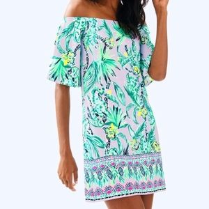 Lilly Pulitzer Fawcett Dress Lilac Off the Shoulder XS